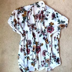 5. Floral White bathing suit cover up